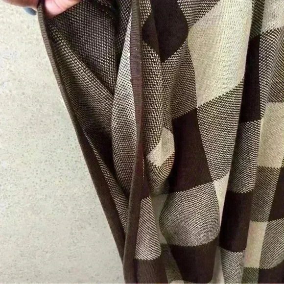 RAFAELLA 1X BROWN/TAN CHECKERED ZIPPERED COMFY FALL WINTER CAREER CAPE‎ - Picture 6 of 7